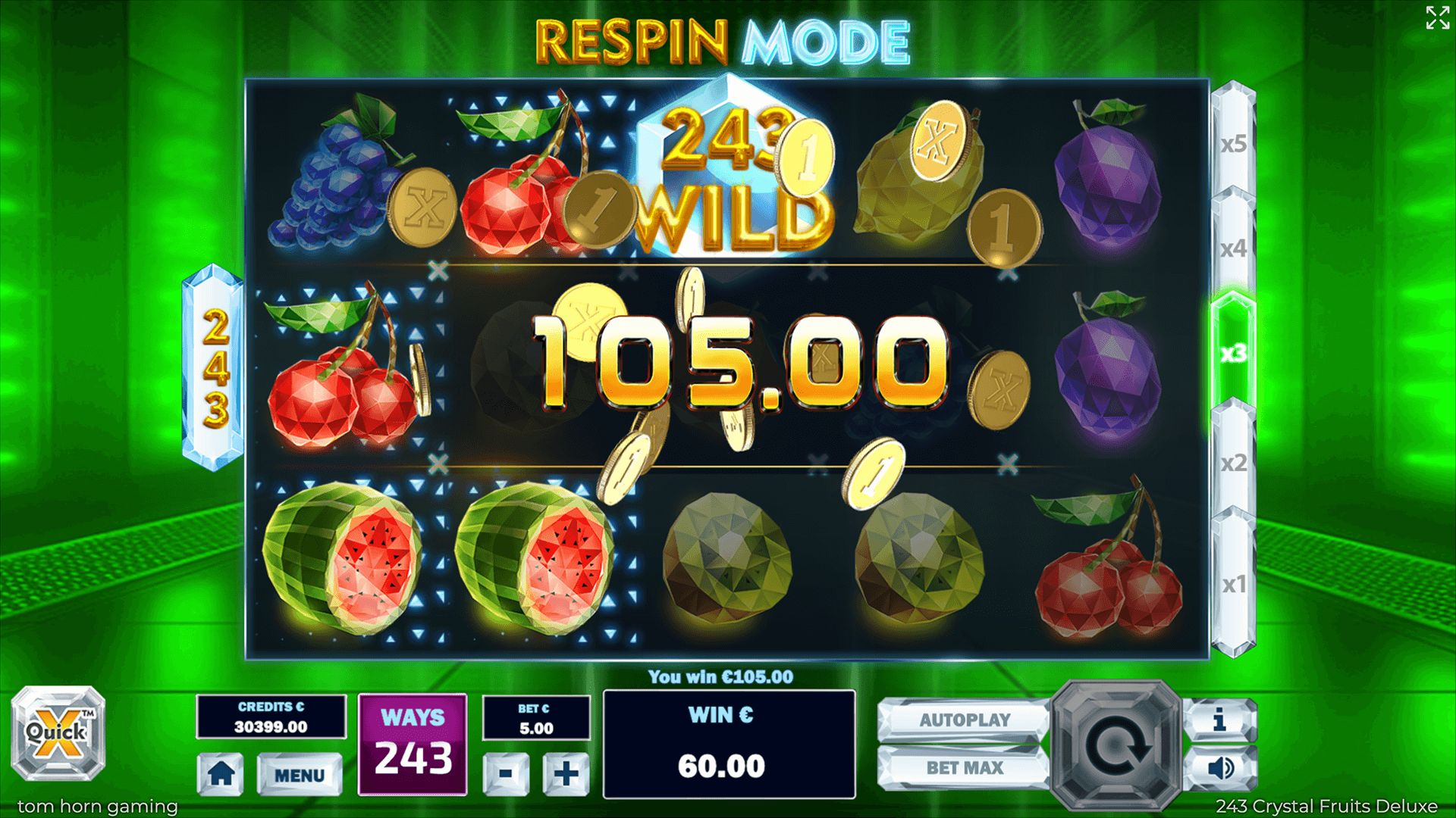 Tom Horn Gaming | 243 Crystal Fruits Deluxe